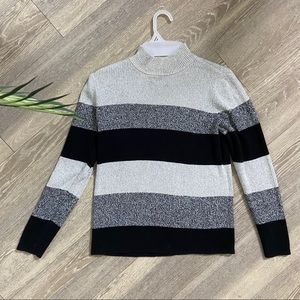 Karen Scott grey striped turtleneck sweater